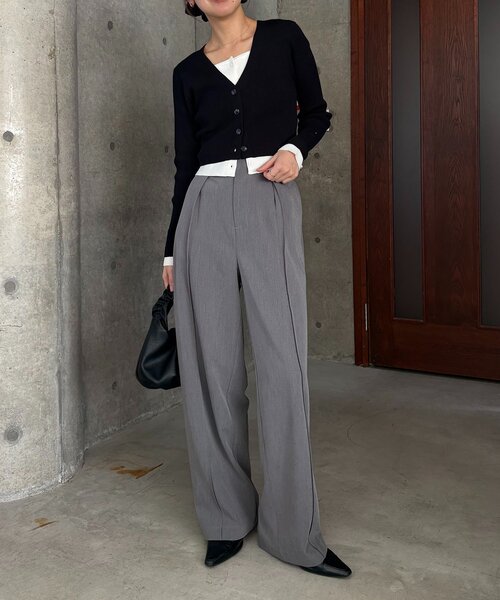 CAPRICIEUX LE'MAGE（カプリシューレマージュ）の「バイカラーレイヤードカーディガン（カーディガン/ボレロ・レディース・ブラック/グレー/ピンク・FREE）」の8枚目の写真