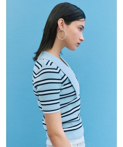 LAGUNAMOON（ラグナムーン）の「ヘムレイヤードビッグカラーポロニットプルオーバー（ニット/セーター・レディース・ベージュ/ブルー/ブラック・FREE）」の6枚目の写真