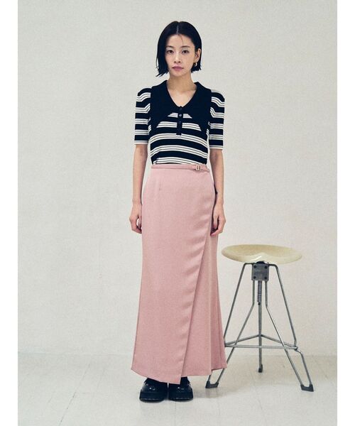 LAGUNAMOON（ラグナムーン）の「ヘムレイヤードビッグカラーポロニットプルオーバー（ニット/セーター・レディース・ベージュ/ブルー/ブラック・FREE）」の11枚目の写真