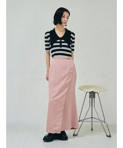 LAGUNAMOON（ラグナムーン）の「ヘムレイヤードビッグカラーポロニットプルオーバー（ニット/セーター・レディース・ベージュ/ブルー/ブラック・FREE）」の13枚目の写真