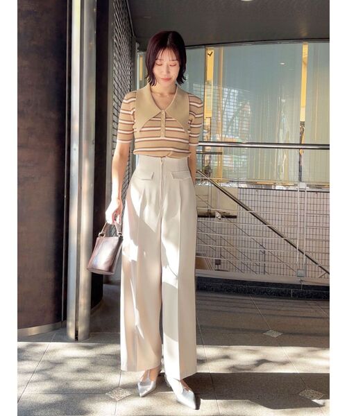 LAGUNAMOON（ラグナムーン）の「ヘムレイヤードビッグカラーポロニットプルオーバー（ニット/セーター・レディース・ベージュ/ブルー/ブラック・FREE）」の17枚目の写真