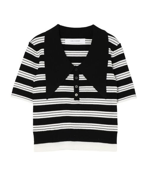 LAGUNAMOON(ラグナムーン)の「ヘムレイヤードビッグカラーポロニットプルオーバー 【夏服】【半袖】(ニット/セーター・レディース・ベージュ/ブルー/ブラック・FREE)」の6枚目の写真