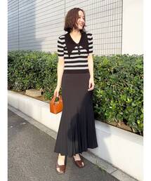 LAGUNAMOON | ヘムレイヤードビッグカラーポロニットプルオーバー(ニット/セーター)