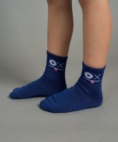 b・ROOM(ビールーム)の「ファニーフェイスクルーソックス(ソックス/靴下・キッズ・イエロー/モスグリーン/オフホワイト/ベージュ/ネイビー・S/M)」の4枚目の写真