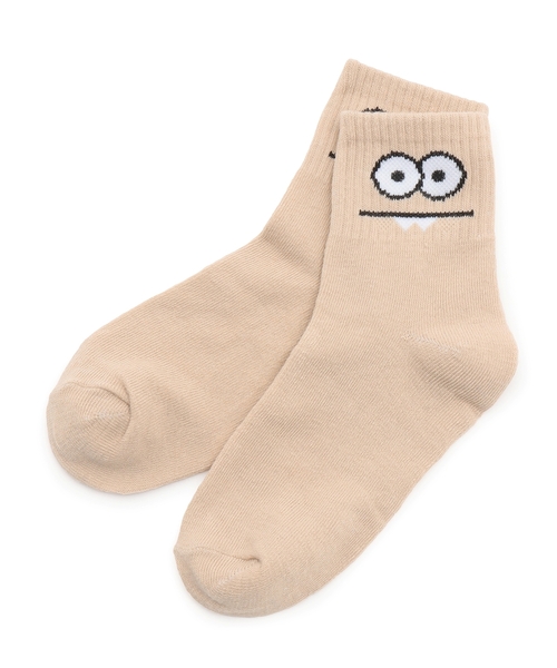 b・ROOM(ビールーム)の「ファニーフェイスクルーソックス(ソックス/靴下・キッズ・イエロー/モスグリーン/オフホワイト/ベージュ/ネイビー・S/M)」の7枚目の写真