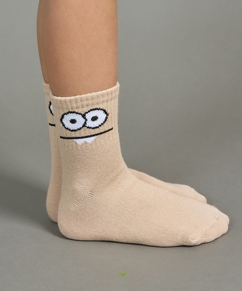 b・ROOM(ビールーム)の「ファニーフェイスクルーソックス(ソックス/靴下・キッズ・イエロー/モスグリーン/オフホワイト/ベージュ/ネイビー・S/M)」の11枚目の写真