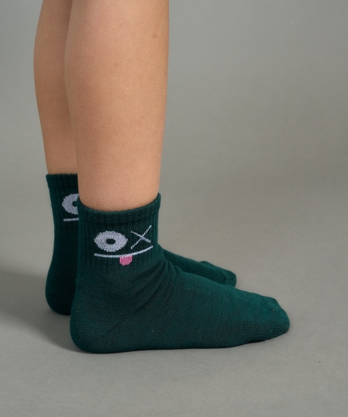 b・ROOM(ビールーム)の「ファニーフェイスクルーソックス(ソックス/靴下・キッズ・イエロー/モスグリーン/オフホワイト/ベージュ/ネイビー・S/M)」の17枚目の写真