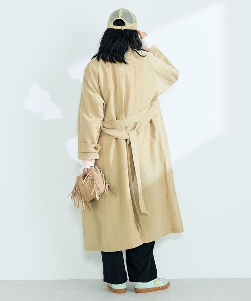 fredy emue（フレディエミュ）の「リネン混タンブラーステンカラーコート（ステンカラーコート・レディース・ベージュ/ネイビー・38/36）」の5枚目の写真