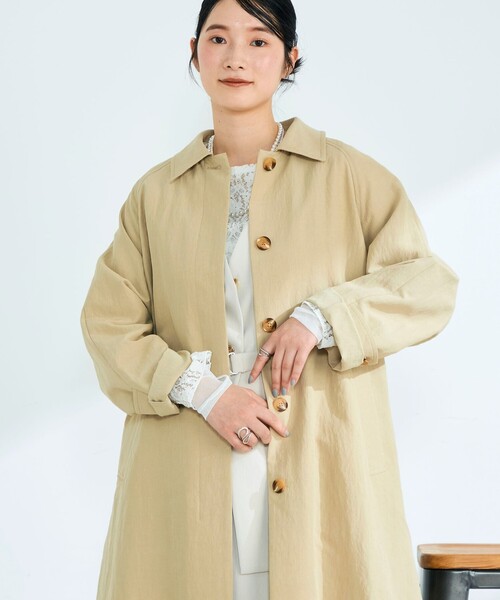 fredy emue（フレディエミュ）の「リネン混タンブラーステンカラーコート（ステンカラーコート・レディース・ベージュ/ネイビー・38/36）」の16枚目の写真