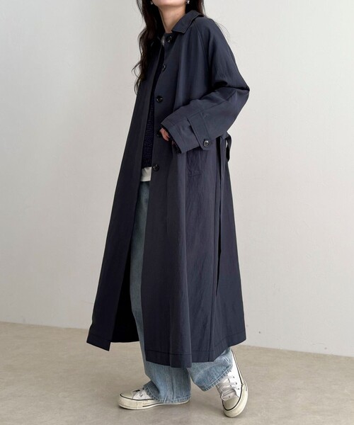fredy emue（フレディエミュ）の「リネン混タンブラーステンカラーコート（ステンカラーコート・レディース・ベージュ/ネイビー・38/36）」の20枚目の写真