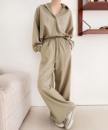 ReRe（リリ）の「ワイドパンツ×シャツ風セットアップ（セットアップ）」