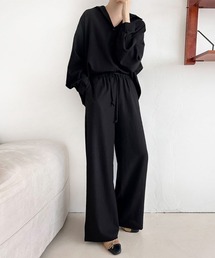 ReRe（リリ）の「ワイドパンツ×シャツ風セットアップ（セットアップ）」
