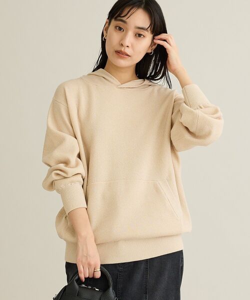 CRAFT STANDARD BOUTIQUE（クラフトスタンダードブティック）の「ラメスウェット風ニットプルオーバー（パーカー・レディース・グレー/アイボリー・FREE）」の2枚目の写真