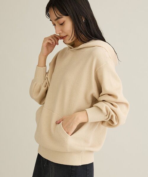 CRAFT STANDARD BOUTIQUE（クラフトスタンダードブティック）の「ラメスウェット風ニットプルオーバー（パーカー・レディース・グレー/アイボリー・FREE）」の22枚目の写真