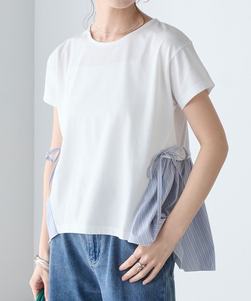 BONLECILL(ボンルシール)の「【接触冷感/UV/マシンウォッシャブル】サイドリボンシャツテールT(Tシャツ/カットソー・レディース・ブラック/ホワイト/チャコールグレー/オフホワイト・FREE)」の10枚目の写真