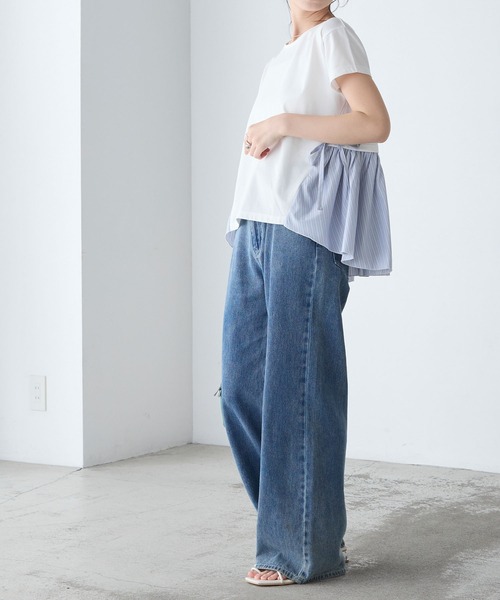 BONLECILL(ボンルシール)の「【接触冷感/UV/マシンウォッシャブル】サイドリボンシャツテールT(Tシャツ/カットソー・レディース・ブラック/ホワイト/チャコールグレー/オフホワイト・FREE)」の12枚目の写真