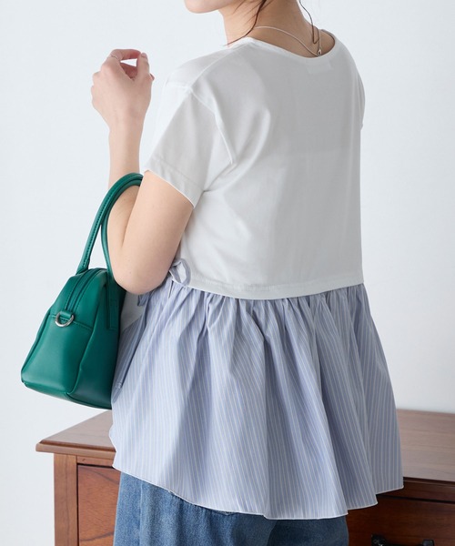 BONLECILL(ボンルシール)の「【接触冷感/UV/マシンウォッシャブル】サイドリボンシャツテールT(Tシャツ/カットソー・レディース・ブラック/ホワイト/チャコールグレー/オフホワイト・FREE)」の14枚目の写真