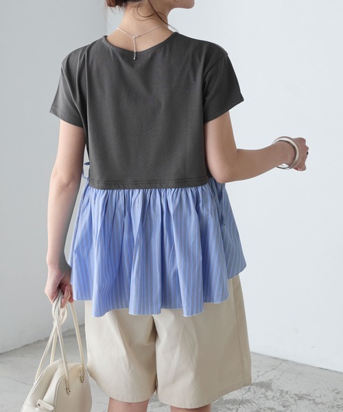 BONLECILL(ボンルシール)の「【接触冷感/UV/マシンウォッシャブル】サイドリボンシャツテールT(Tシャツ/カットソー・レディース・ブラック/ホワイト/チャコールグレー/オフホワイト・FREE)」の20枚目の写真