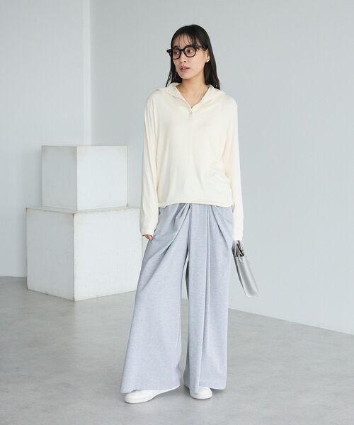 CRAFT STANDARD BOUTIQUE(クラフトスタンダードブティック)の「フロントタックドレープワイドパンツ◆(スウェットパンツ・レディース・杢グレー/ブラック・L/M)」の15枚目の写真