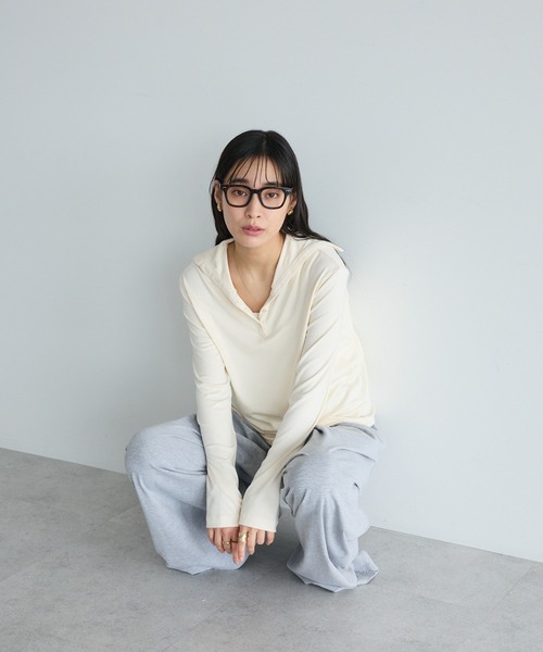 CRAFT STANDARD BOUTIQUE（クラフトスタンダードブティック）の「フロントタックドレープワイドパンツ◆（スウェットパンツ・レディース・杢グレー/ブラック・L/M）」の4枚目の写真