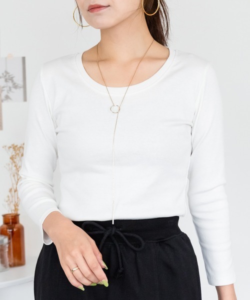 aity(アイティ)の「M-4L Uネック8分袖スリーブ カットソー 夏服(Tシャツ/カットソー・レディース・ブラック/チャコールグレー/杢グレー/ホワイト/ネイビー・M/L/LL/3L/4L)」の2枚目の写真