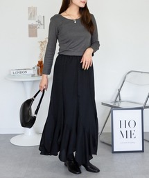 M-4L Uネック8分袖スリーブ カットソー 夏服