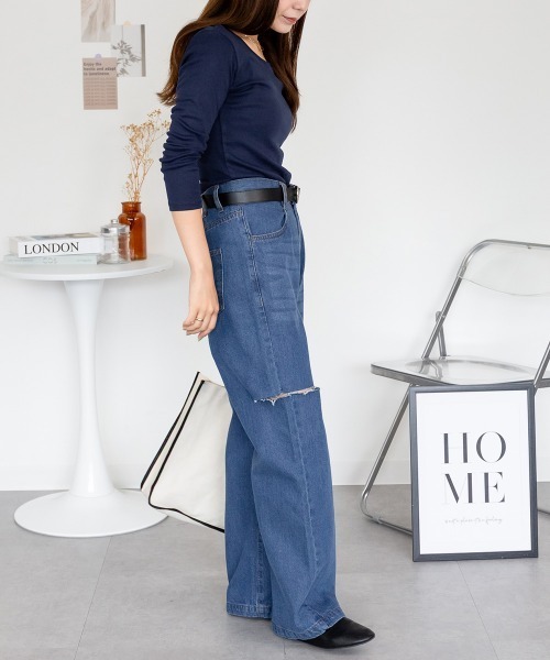 aity(アイティ)の「M-4L Uネック8分袖スリーブ カットソー 夏服(Tシャツ/カットソー・レディース・ブラック/チャコールグレー/杢グレー/ホワイト/ネイビー・M/L/LL/3L/4L)」の16枚目の写真