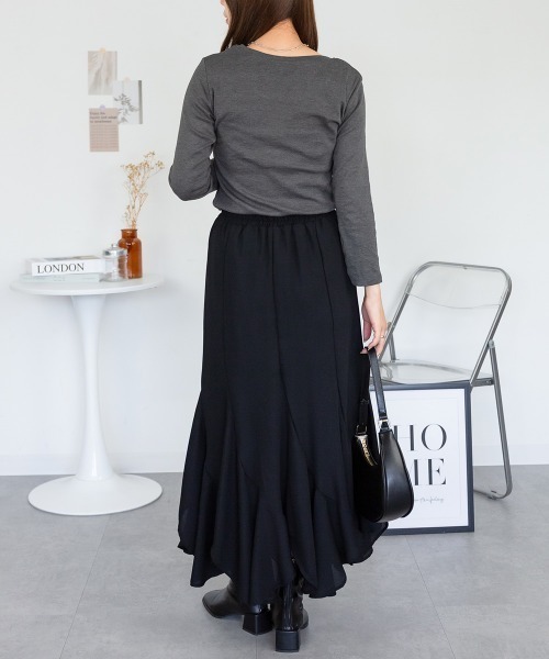 aity(アイティ)の「M-4L Uネック8分袖スリーブ カットソー 夏服(Tシャツ/カットソー・レディース・ブラック/チャコールグレー/杢グレー/ホワイト/ネイビー・M/L/LL/3L/4L)」の11枚目の写真
