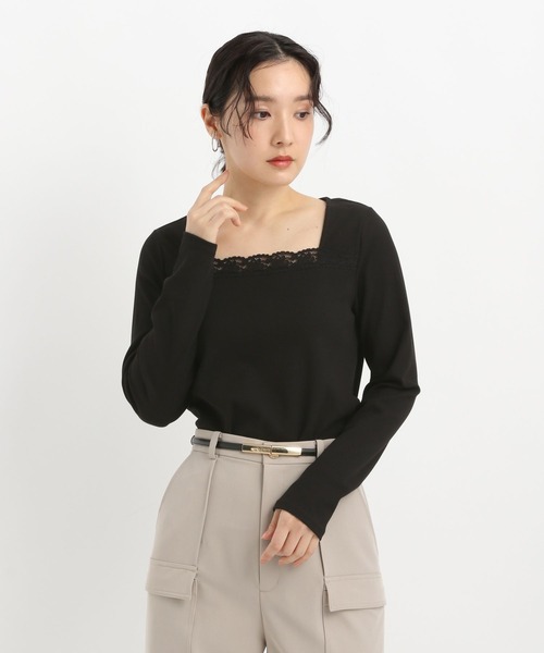 Andemiu(アンデミュウ)の「スクエアレースネックカットソー645355(Tシャツ/カットソー・レディース・オフホワイト/ブラック/グレー・FREE)」の15枚目の写真