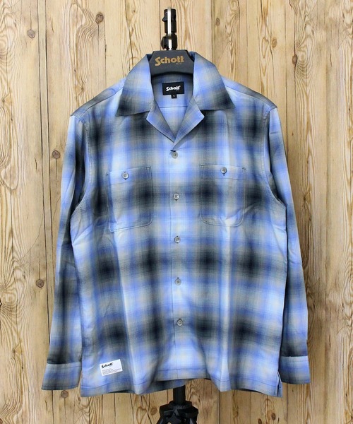 Schott(ショット)の「OMBRE CHECK SHIRT(シャツ/ブラウス・メンズ・ライトブルー/ラベンダー・M/XL/XXL/L)」の3枚目の写真