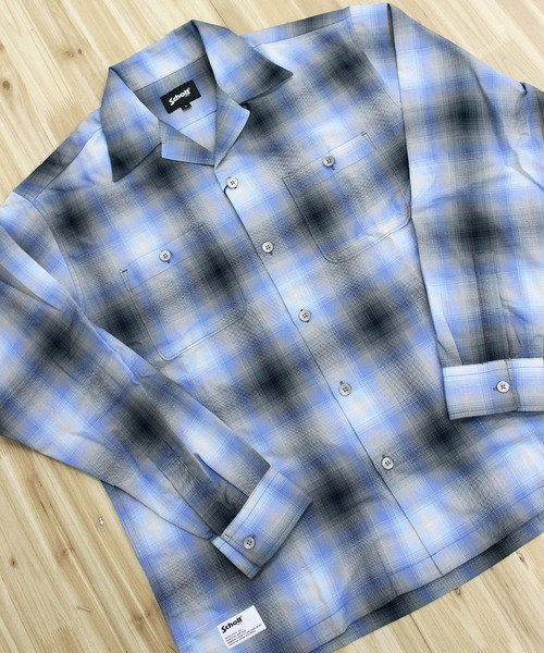 Schott(ショット)の「OMBRE CHECK SHIRT(シャツ/ブラウス・メンズ・ライトブルー/ラベンダー・M/XL/XXL/L)」の5枚目の写真