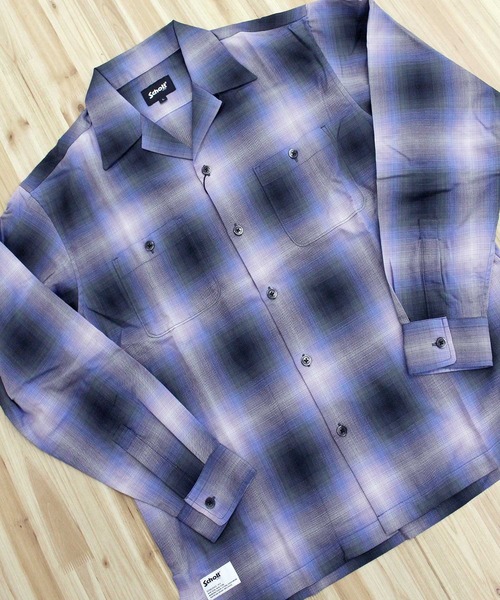 Schott(ショット)の「OMBRE CHECK SHIRT(シャツ/ブラウス・メンズ・ライトブルー/ラベンダー・M/XL/XXL/L)」の9枚目の写真