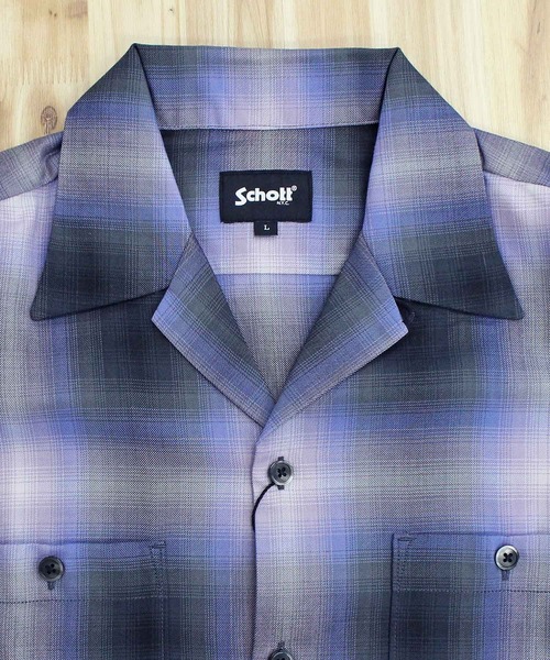 Schott(ショット)の「OMBRE CHECK SHIRT(シャツ/ブラウス・メンズ・ライトブルー/ラベンダー・M/XL/XXL/L)」の11枚目の写真