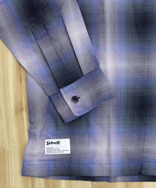 Schott(ショット)の「OMBRE CHECK SHIRT(シャツ/ブラウス・メンズ・ライトブルー/ラベンダー・M/XL/XXL/L)」の13枚目の写真