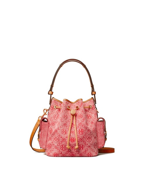 TORY BURCH（トリーバーチ）の「Tモノグラム デニム バケットバッグ（ショルダーバッグ・レディース・レッド・ONE SIZE）」の4枚目の写真