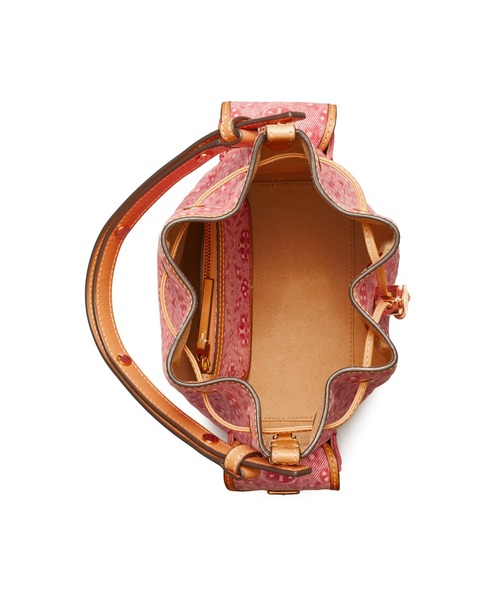 TORY BURCH（トリーバーチ）の「Tモノグラム デニム バケットバッグ（ショルダーバッグ・レディース・レッド・ONE SIZE）」の5枚目の写真