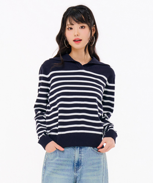 CHASECULT（チェイスカルト）の「レディースストライプカラーセーター-FARG5263B04（ニット/セーター・レディース・ネイビー・90/85）」の4枚目の写真