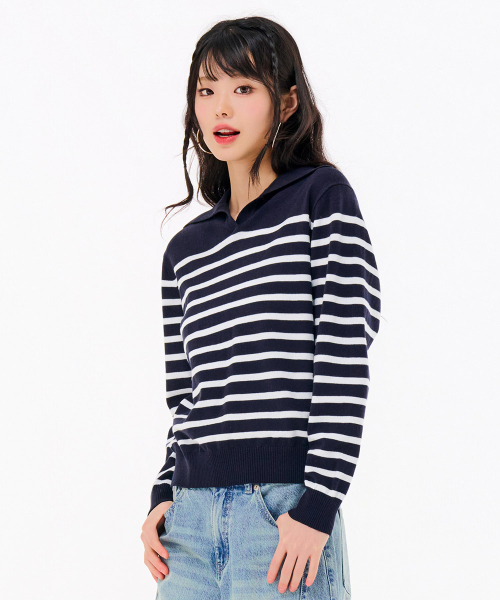 CHASECULT（チェイスカルト）の「レディースストライプカラーセーター-FARG5263B04（ニット/セーター・レディース・ネイビー・90/85）」の5枚目の写真
