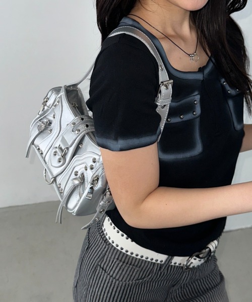 Bamm(バム)の「アウトポケットスタッズベルトショルダーバッグ(ショルダーバッグ・レディース・シルバー/ブラック/アニマル/レッド・FREE)」の20枚目の写真