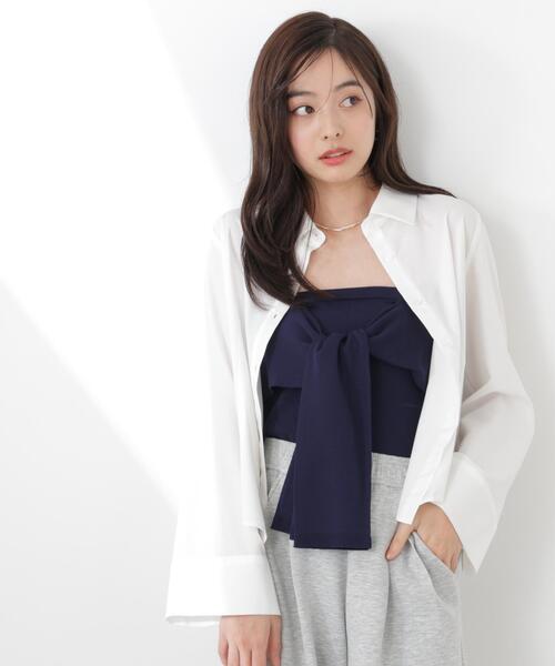 PROPORTION BODY DRESSING(プロポーションボディドレッシング)の「<a>リボンニットビスチェ / 1216179301(キャミソール・レディース・ネイビー/グレー系その他・FREE)」の2枚目の写真