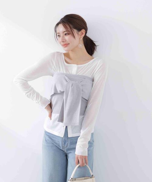 PROPORTION BODY DRESSING(プロポーションボディドレッシング)の「<a>リボンニットビスチェ / 1216179301(キャミソール・レディース・ネイビー/グレー系その他・FREE)」の11枚目の写真