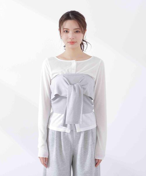 PROPORTION BODY DRESSING(プロポーションボディドレッシング)の「<a>リボンニットビスチェ / 1216179301(キャミソール・レディース・ネイビー/グレー系その他・FREE)」の4枚目の写真