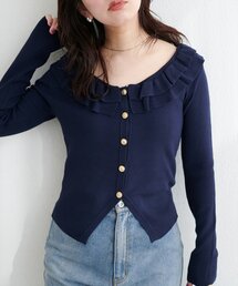 natural couture | フリルカラースプリングカーディガン(カーディガン/ボレロ)