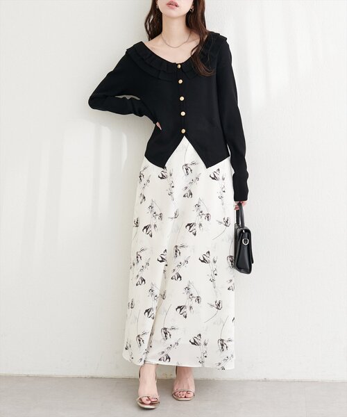 natural couture(ナチュラルクチュール)の「フリルカラースプリングカーディガン(カーディガン/ボレロ・レディース・ピンク/ミント/ブラック/ネイビー/オフホワイト・FREE)」の13枚目の写真