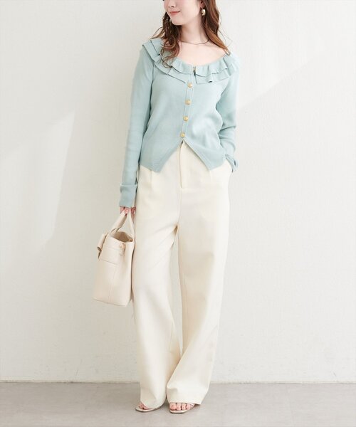 natural couture(ナチュラルクチュール)の「フリルカラースプリングカーディガン(カーディガン/ボレロ・レディース・ピンク/ミント/ブラック/ネイビー/オフホワイト・FREE)」の22枚目の写真