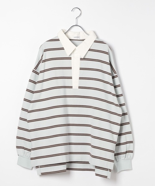 LEPSIM（レプシィム）の「ラガーデザインプルオーバー　634634（Tシャツ/カットソー・レディース・ネイビー/ライトブルー・FREE）」の2枚目の写真