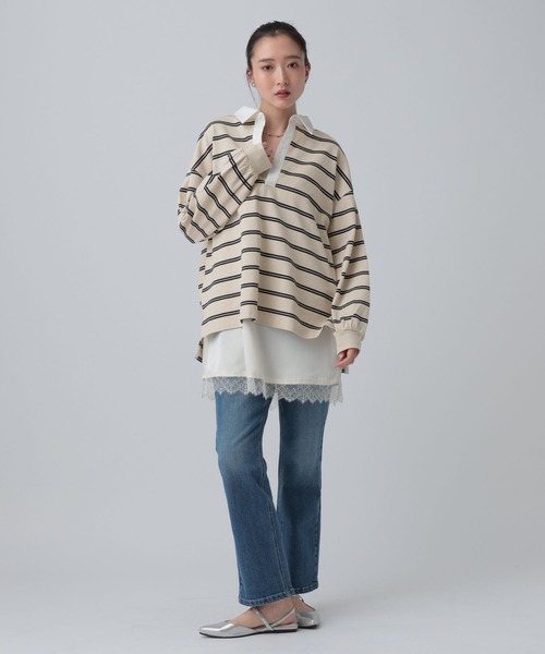 LEPSIM（レプシィム）の「ラガーデザインプルオーバー　634634（Tシャツ/カットソー・レディース・ネイビー/ライトブルー/アイボリー・FREE）」の13枚目の写真