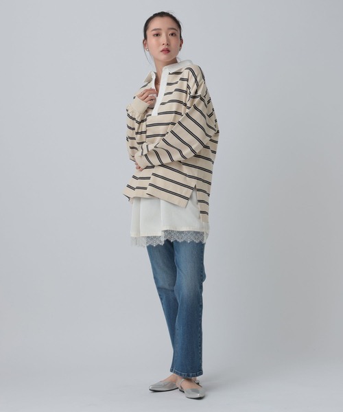 LEPSIM（レプシィム）の「ラガーデザインプルオーバー　634634（Tシャツ/カットソー・レディース・ネイビー/ライトブルー/アイボリー・FREE）」の15枚目の写真