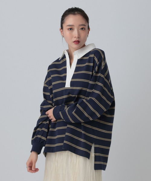 LEPSIM（レプシィム）の「ラガーデザインプルオーバー　634634（Tシャツ/カットソー・レディース・ネイビー/ライトブルー/アイボリー・FREE）」の17枚目の写真