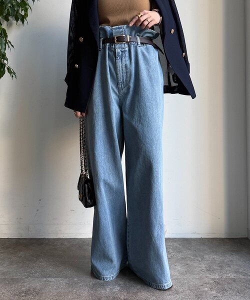 DouDou（ドゥドゥ）の「ウエスト折り返しギャザーデニム（デニムパンツ・レディース・ブルー系その他・36/38）」の17枚目の写真